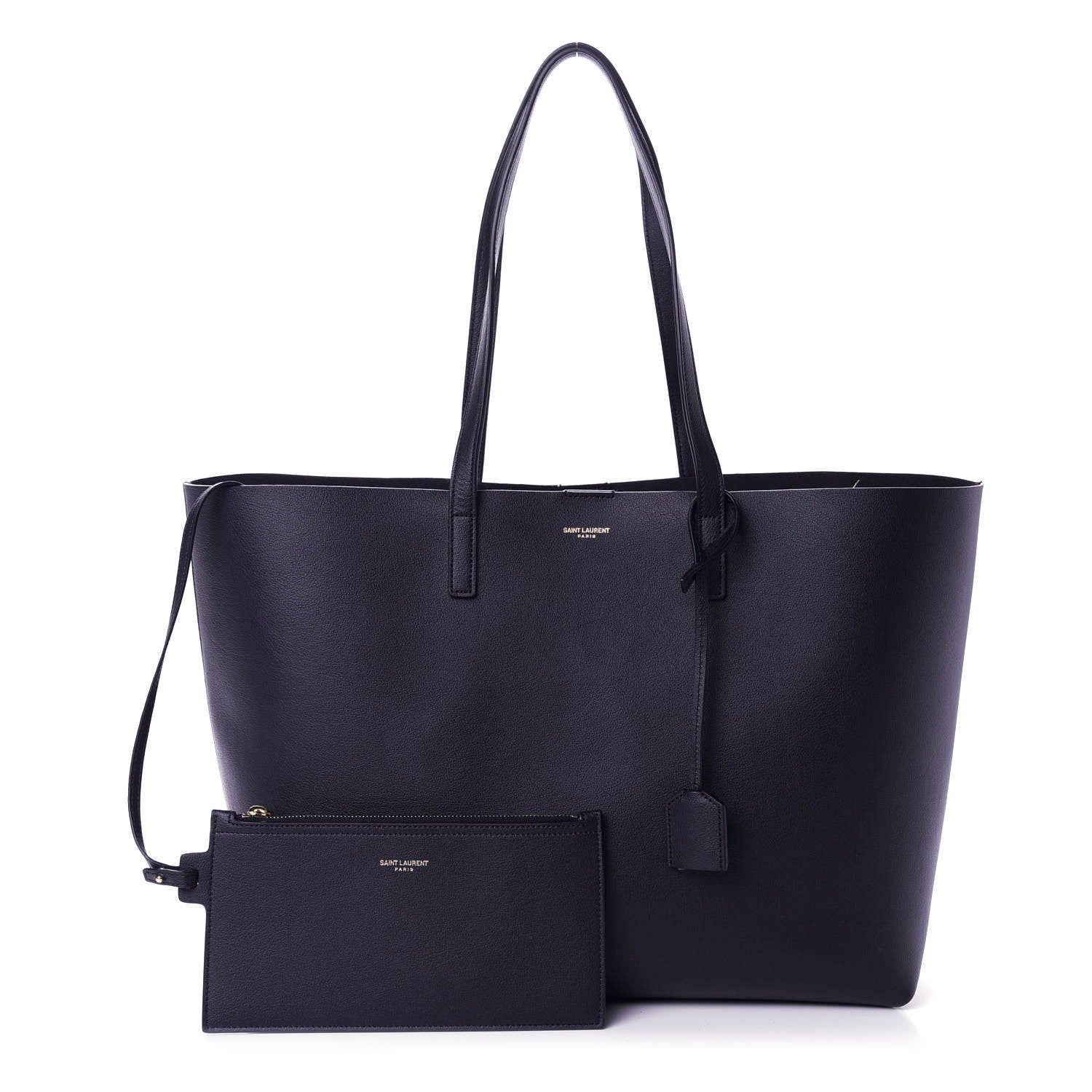 Saint Laurent Calfskin Large Shopping Tote Deep Marine 1 of 10