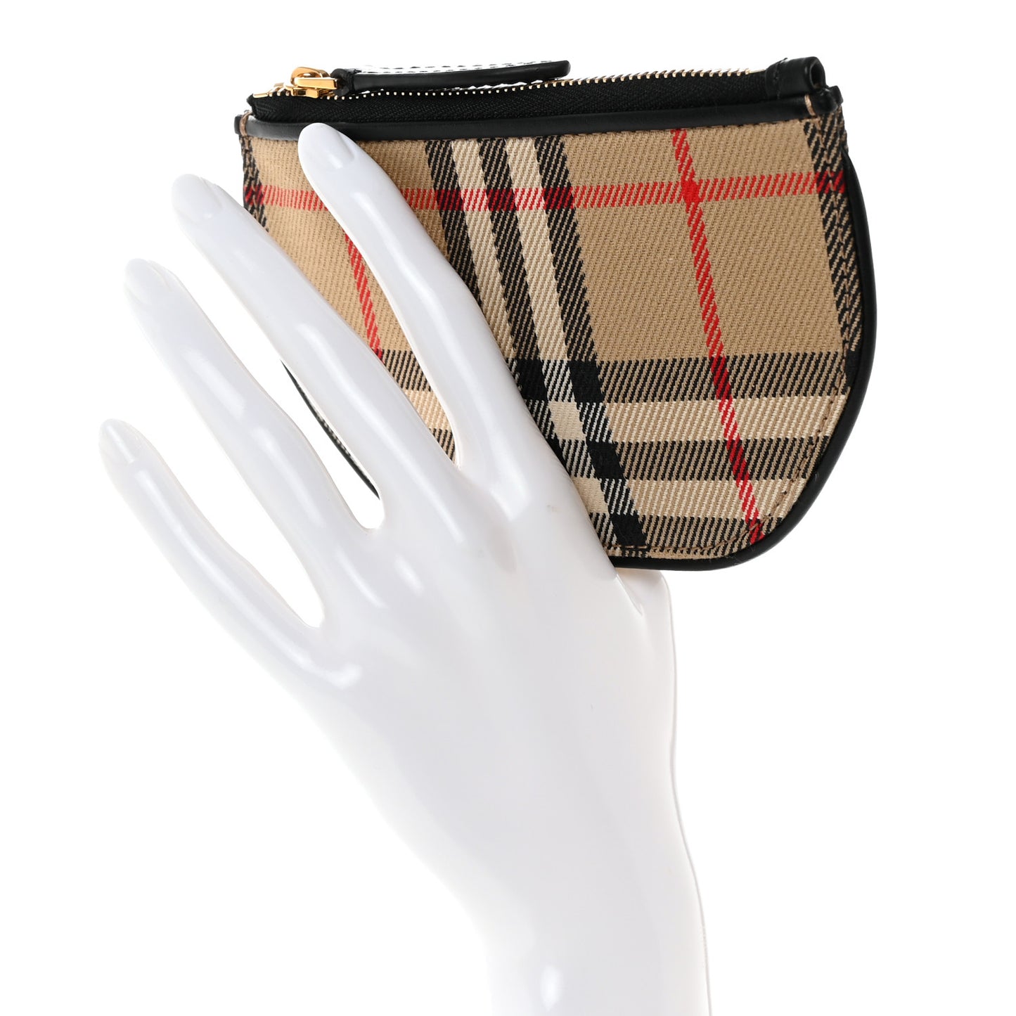 Cotton Calfskin Vintage Check Olympia Coin Purse Archive Beige