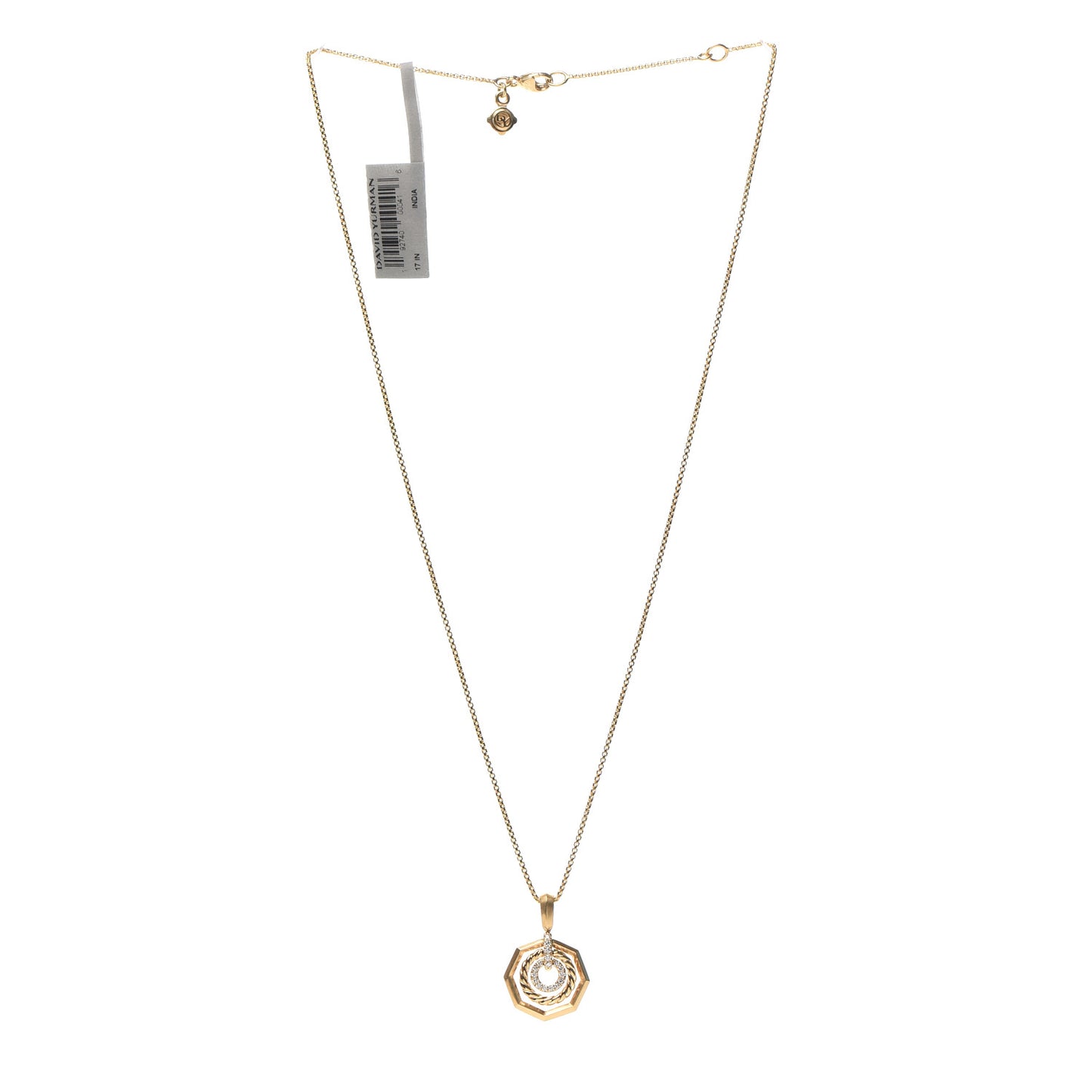 18K Yellow Gold Diamond 16mm Stax Pendant Necklace