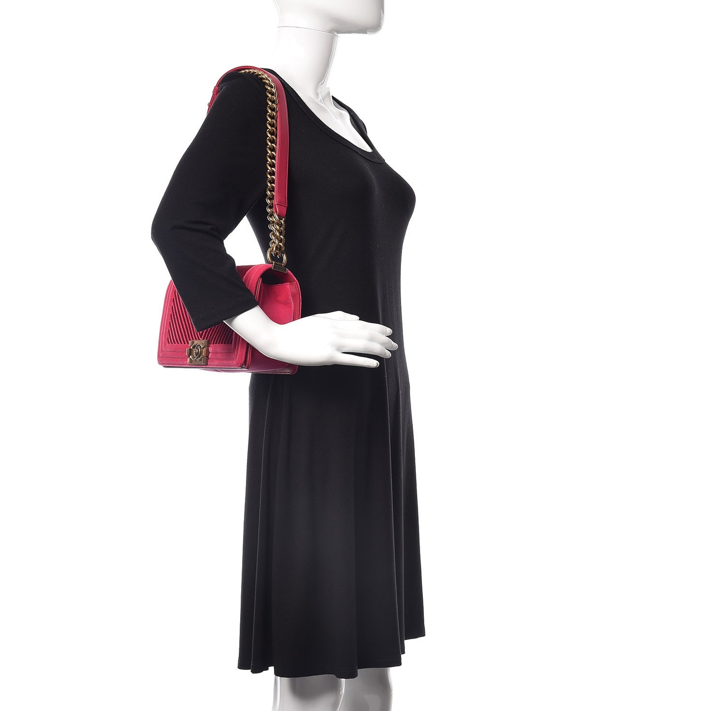 Velvet Chevron Medium Boy Flap Pink