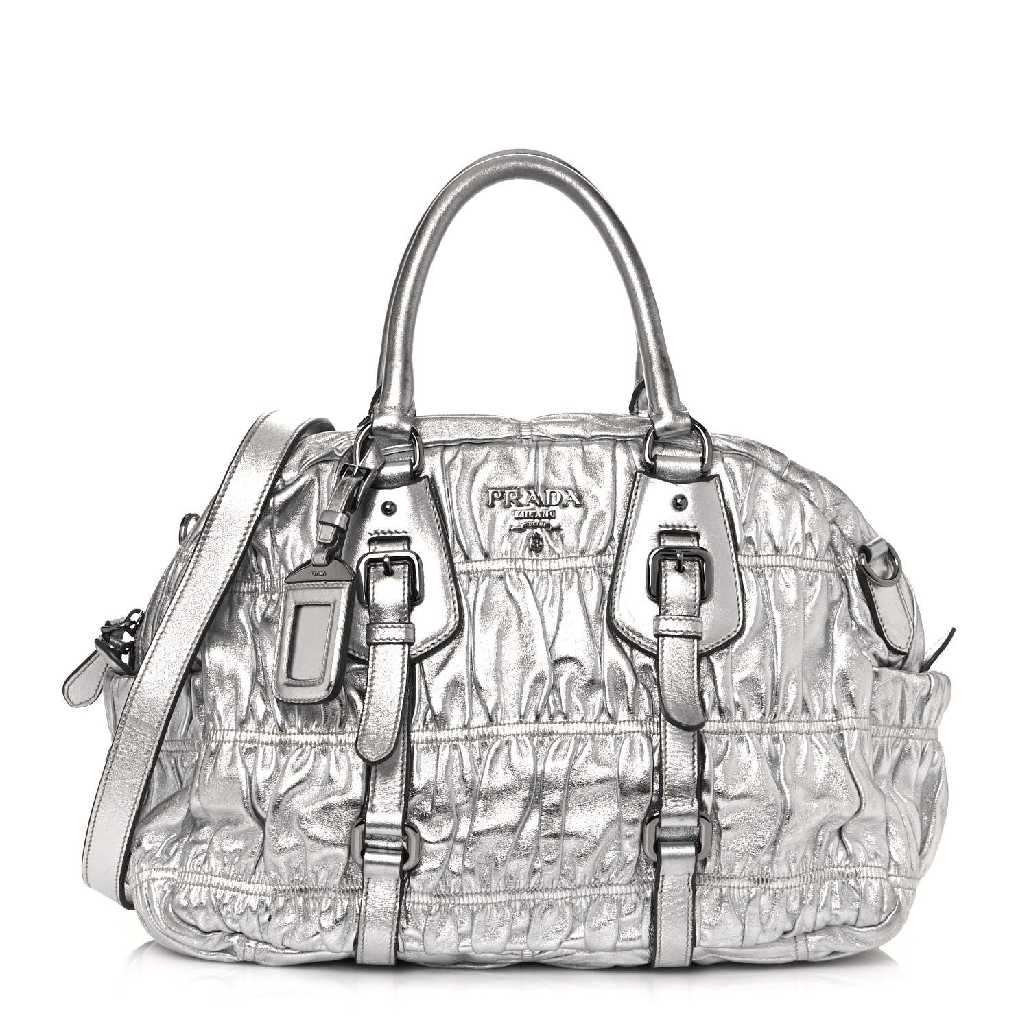 Prada Nappa Gaufre Bowler Argento 1 of 12