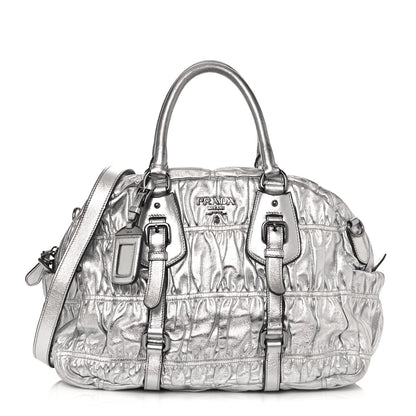 Prada Nappa Gaufre Bowler Argento 1 of 12