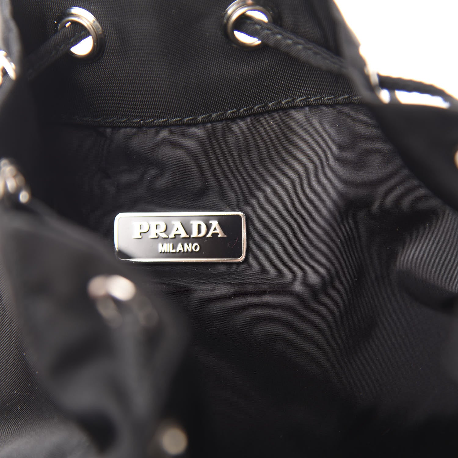 Prada X UNIVERSAL STUDIOS Tessuto Nylon Saffiano Frankenstein Heart Drawstring Wristlet Bucket Bag Fuxia 8 of 12