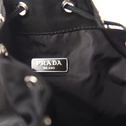 Prada X UNIVERSAL STUDIOS Tessuto Nylon Saffiano Frankenstein Heart Drawstring Wristlet Bucket Bag Fuxia 8 of 12