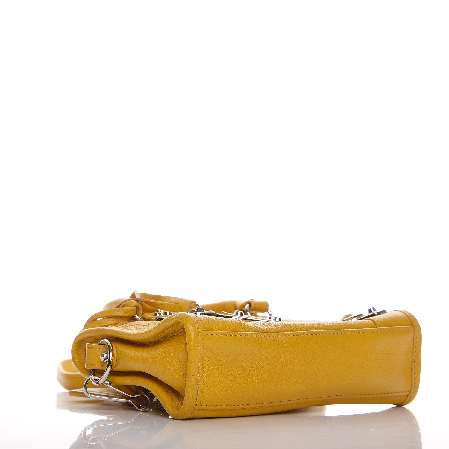 Balenciaga Chevre Silver Metallic Edge Hardware Nano City Jaune Epi 4 of 9