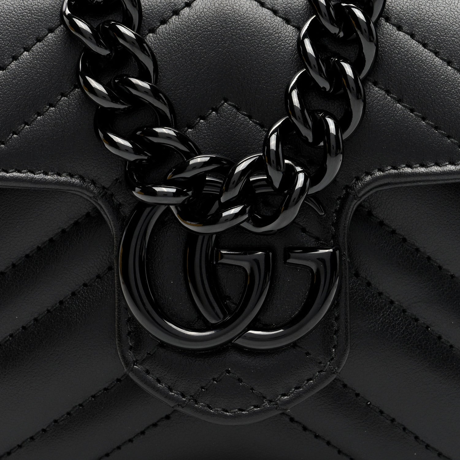 Gucci Calfskin Matelasse Monochrome GG Marmont Chain Mini Belt Bag Black 7 of 9