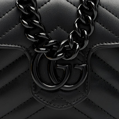 Gucci Calfskin Matelasse Monochrome GG Marmont Chain Mini Belt Bag Black 7 of 9