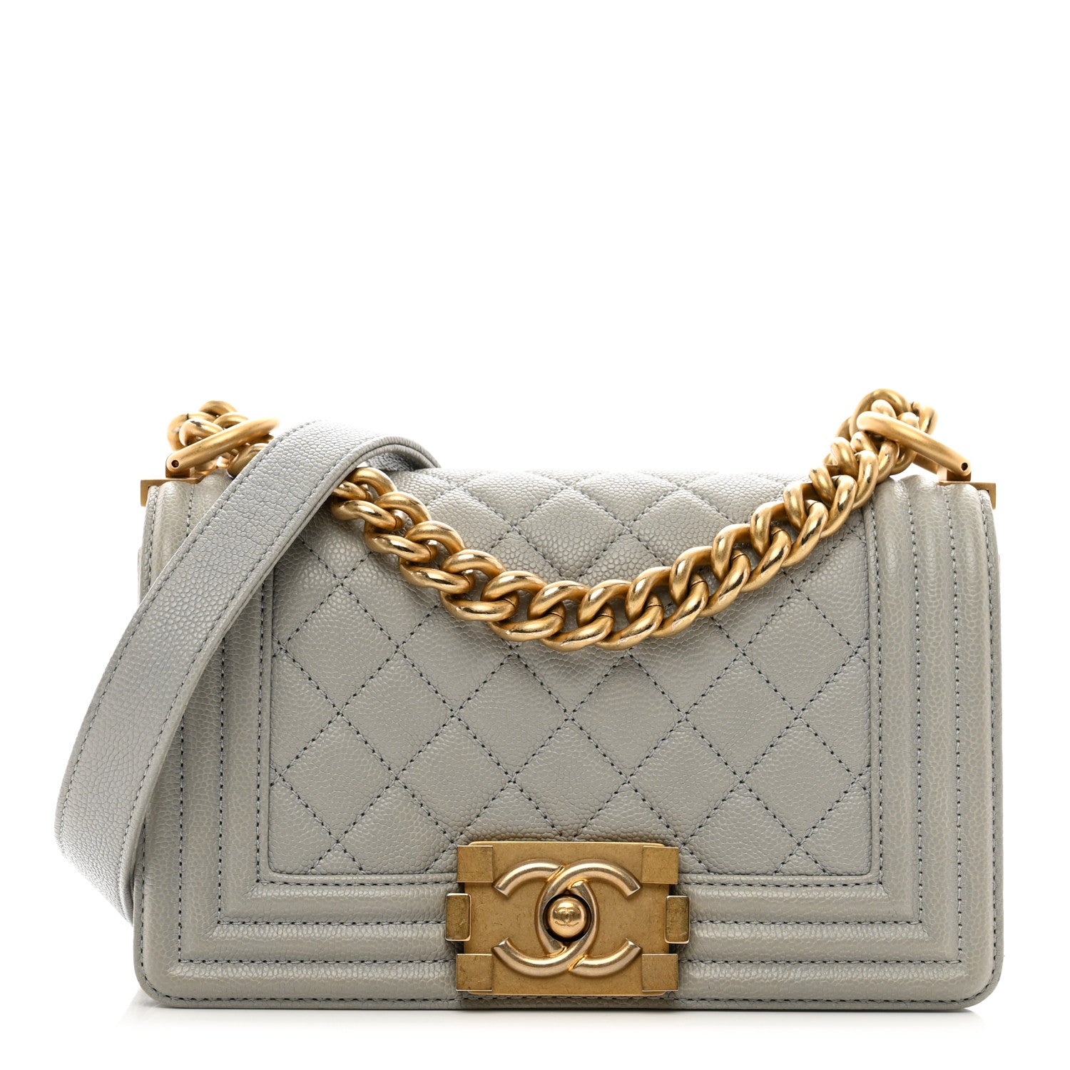 Chanel Caviar Quilted Small Boy Flap Light Grey 1 of 10
