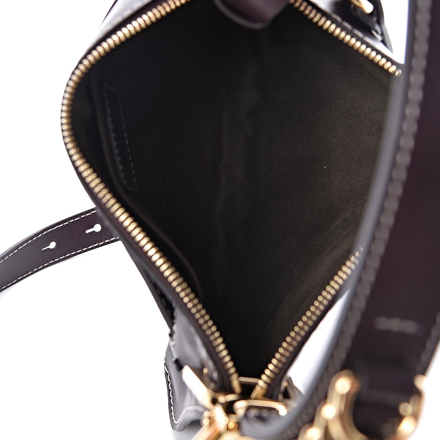 Shiny Calfskin Small Marcie Saddle Shoulder Bag Black Raisin