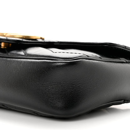 Gucci Calfskin Matelasse Super Mini GG Marmont Shoulder Bag Black 9 of 9