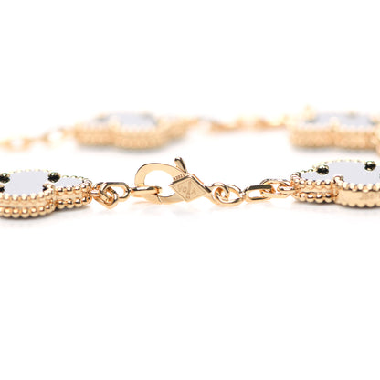 Van Cleef & Arpels 18K Yellow Gold Black Onyx 5 Motifs Vintage Alhambra Bracelet 4 of 8