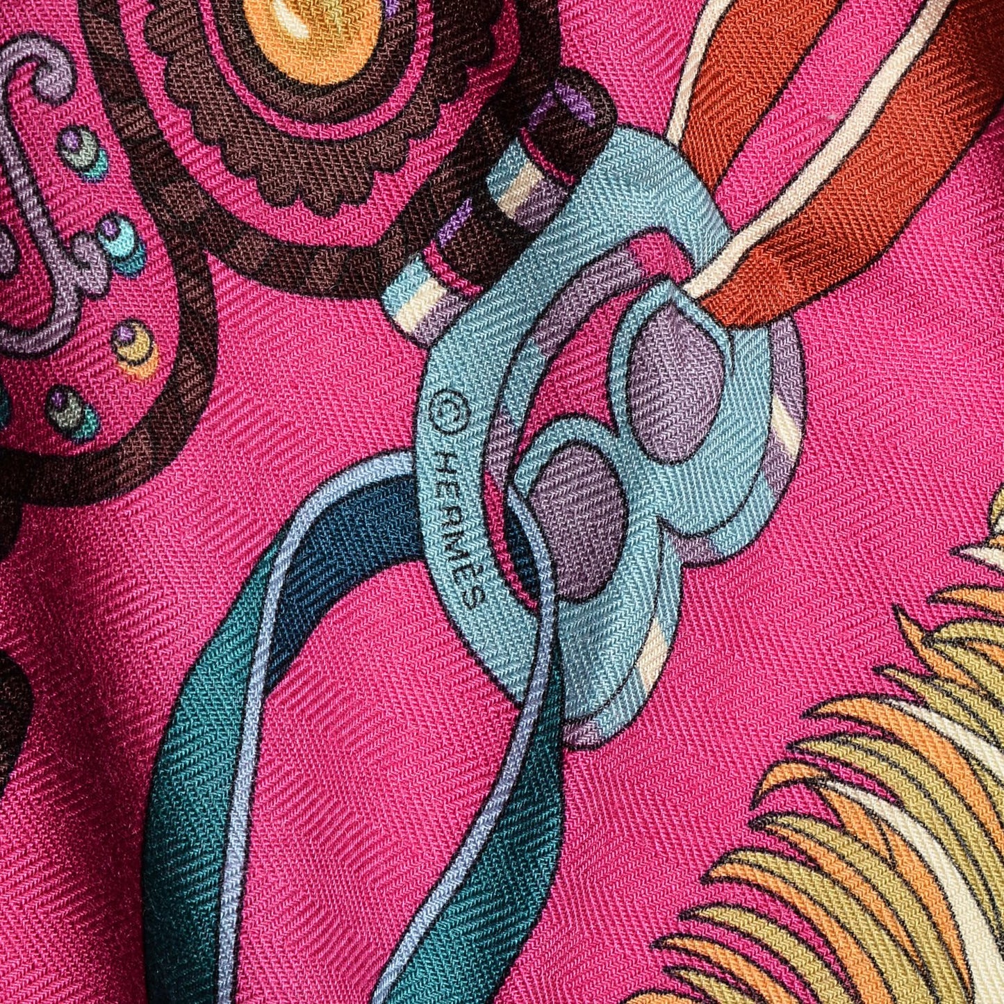 Cashmere Silk Sous L'Egide De Mars Shawl 140 Rose Vif Canard Prune