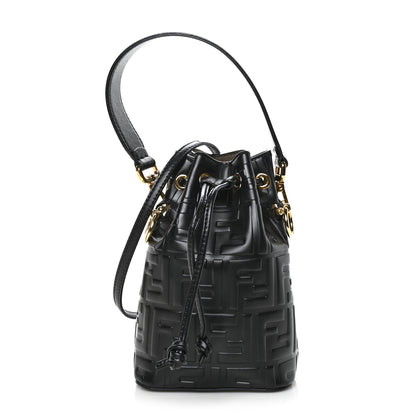 Fendi Vitello Liberty F is Fendi FF 1974 Embossed Mini Mon Tresor Bucket Bag Black 1 of 8