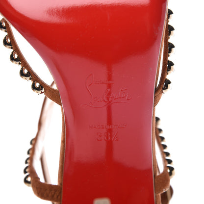 Christian Louboutin Veau Velours Galeria 100 Ankle Strap Sandals 38.5 Cannelle Bronze 6 of 8