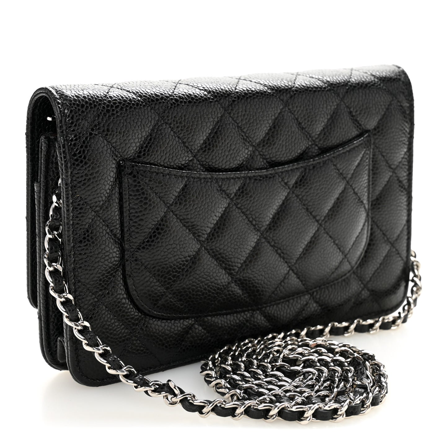 Caviar Quilted Wallet on Chain WOC Black