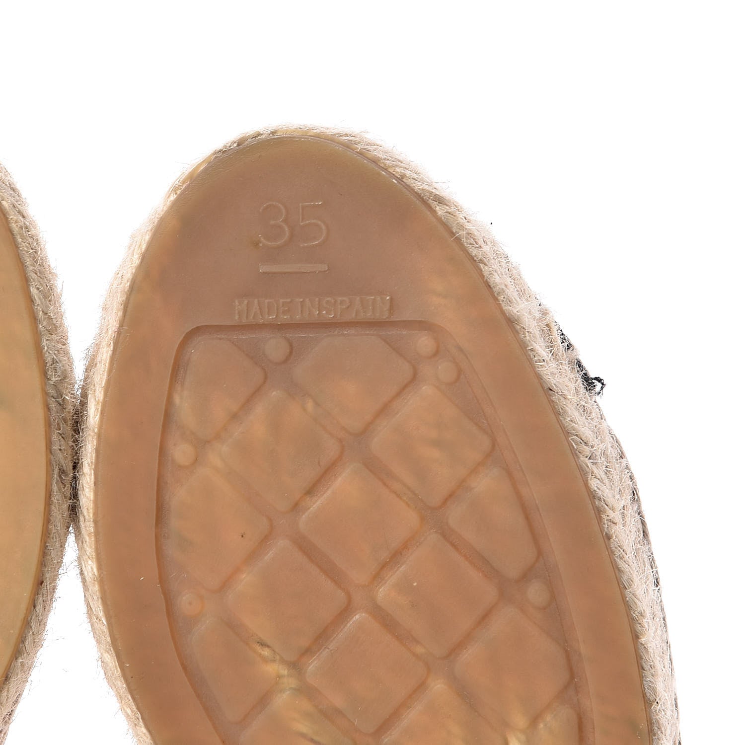 Chanel Lambskin Grosgrain Quilted CC Chain Espadrilles 35 Beige Black 6 of 11