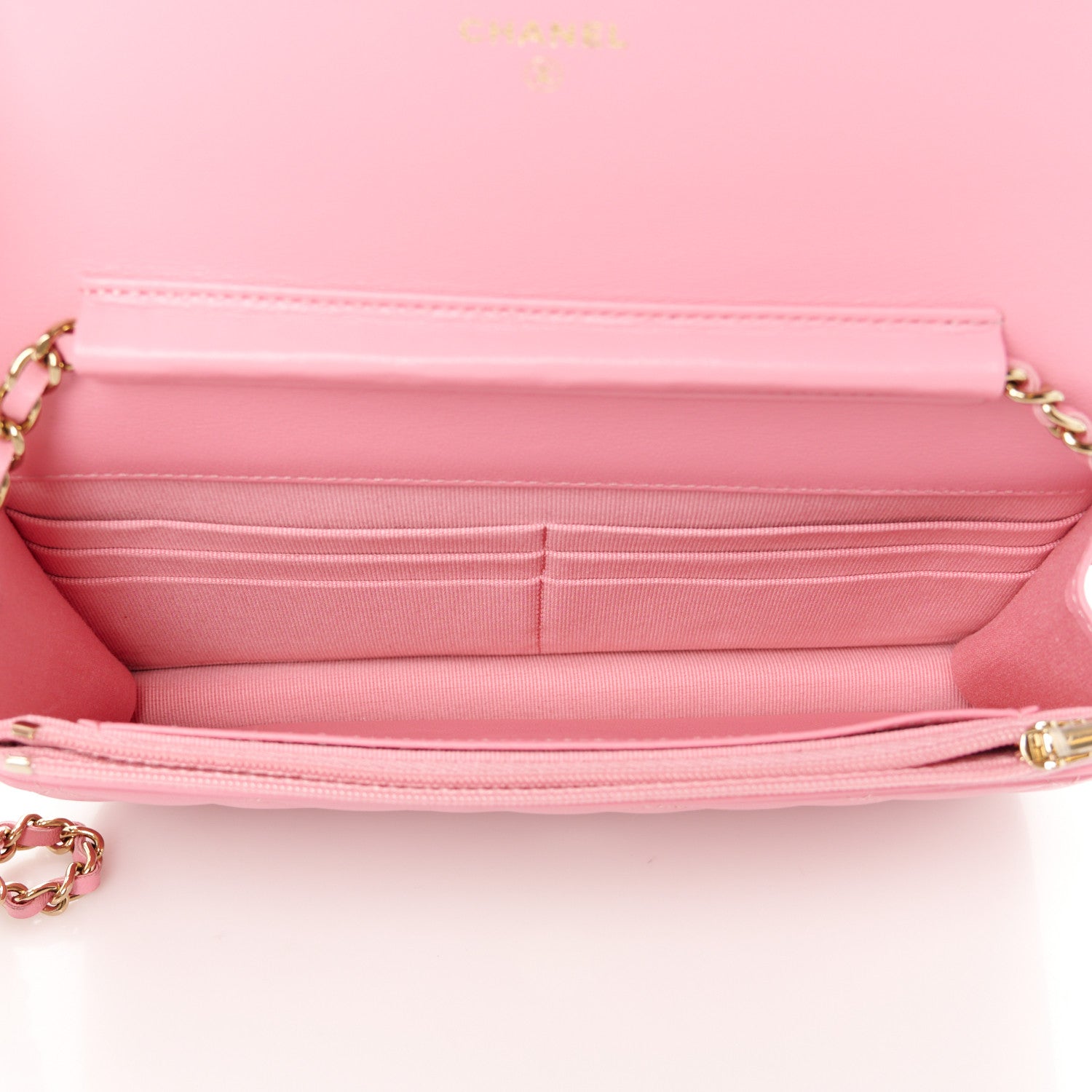 Chanel Lambskin Quilted Wallet On Chain WOC Pink 5 of 11