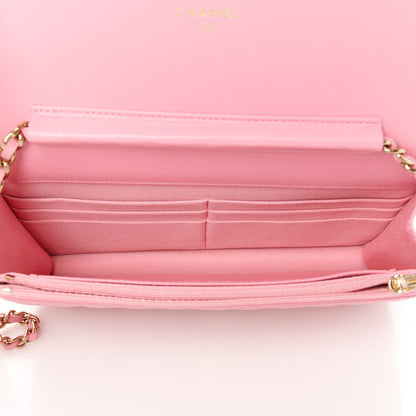 Chanel Lambskin Quilted Wallet On Chain WOC Pink 5 of 11