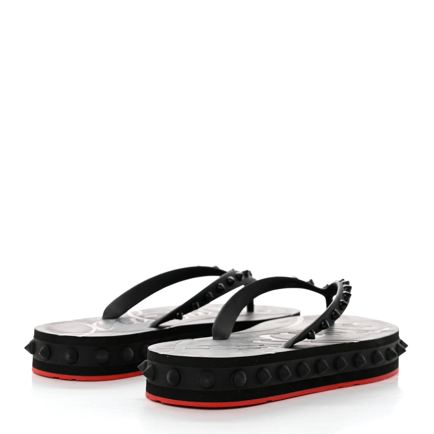 Rubber Spike Loubi Flip Flip Platform Sandals 38 Black
