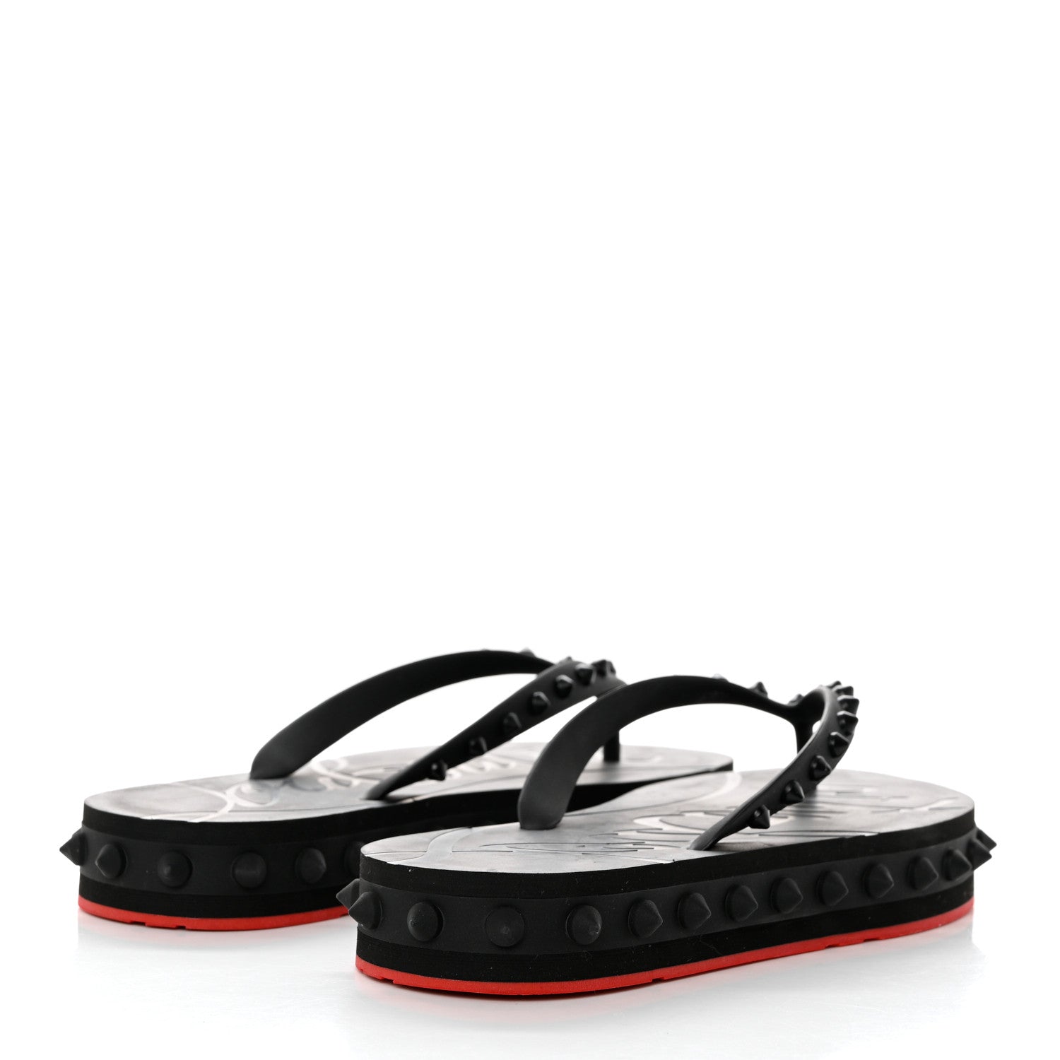 Christian Louboutin Rubber Spike Loubi Flip Flip Platform Sandals 38 Black 4 of 6
