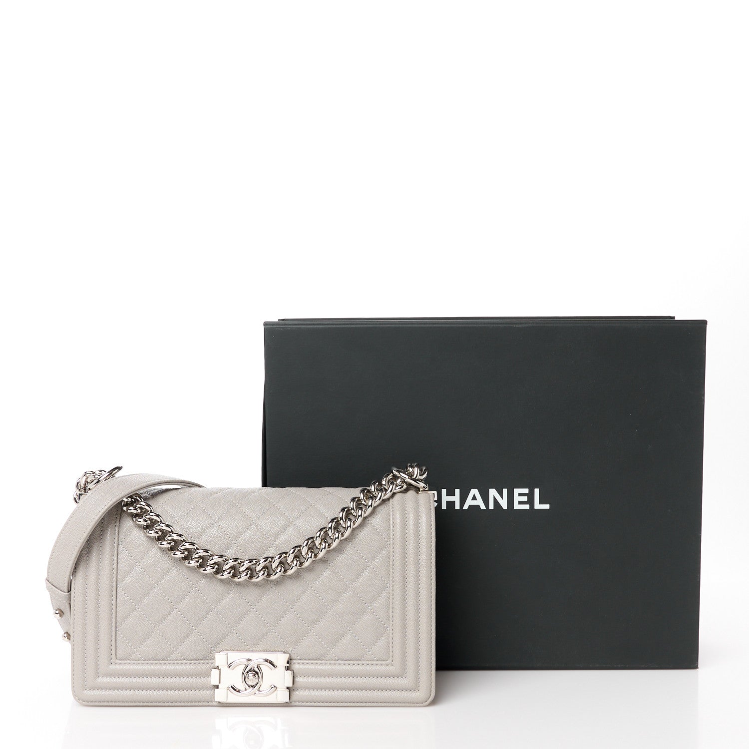 Chanel Caviar Quilted Medium Boy Flap Grey 11 of 11