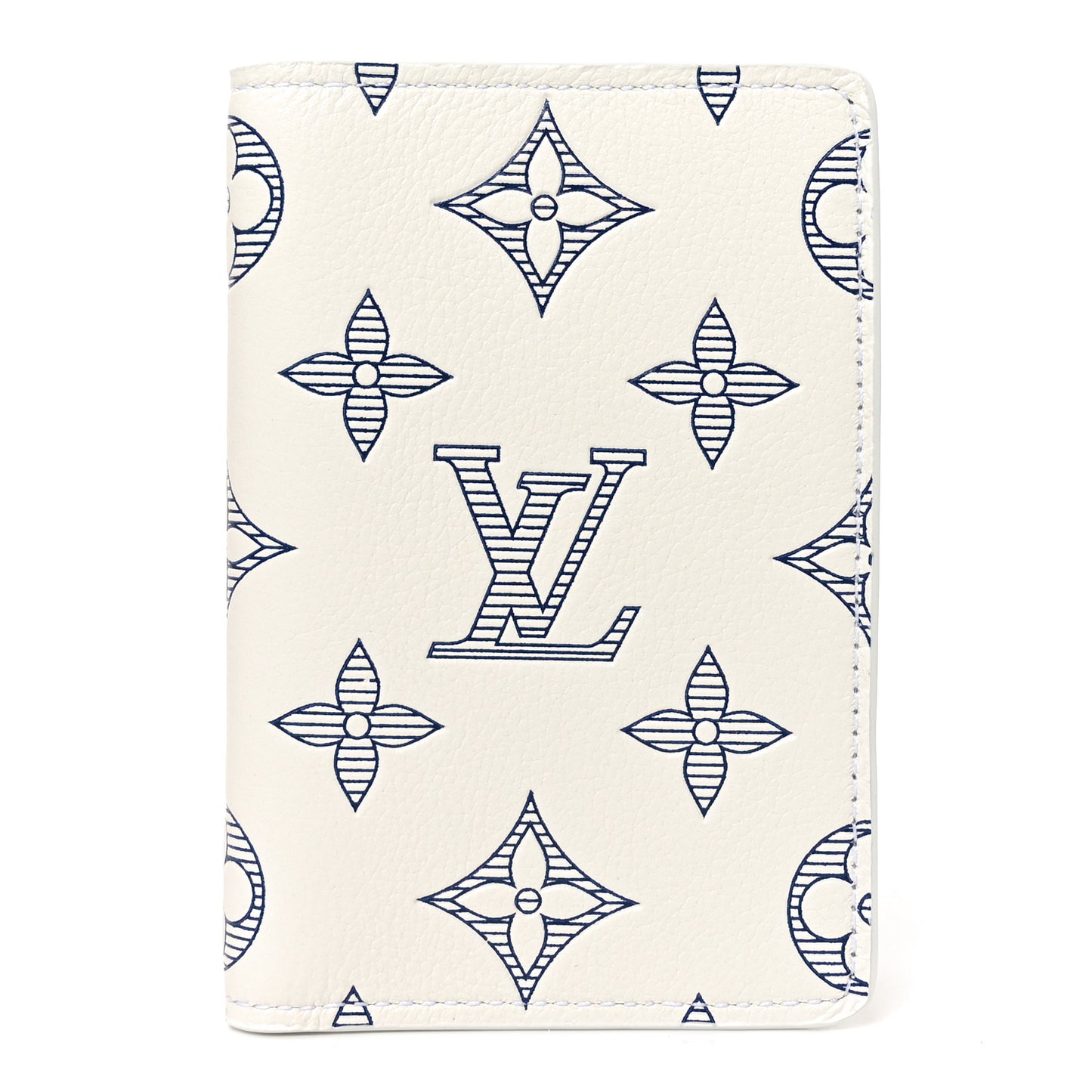 Calfskin Monogram Shadow Pocket Organizer NM White Navy