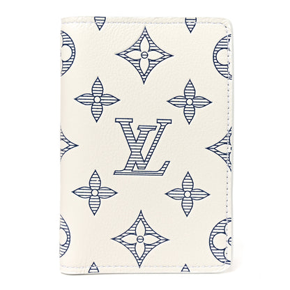 Louis Vuitton Calfskin Monogram Shadow Pocket Organizer NM White Navy 1 of 6