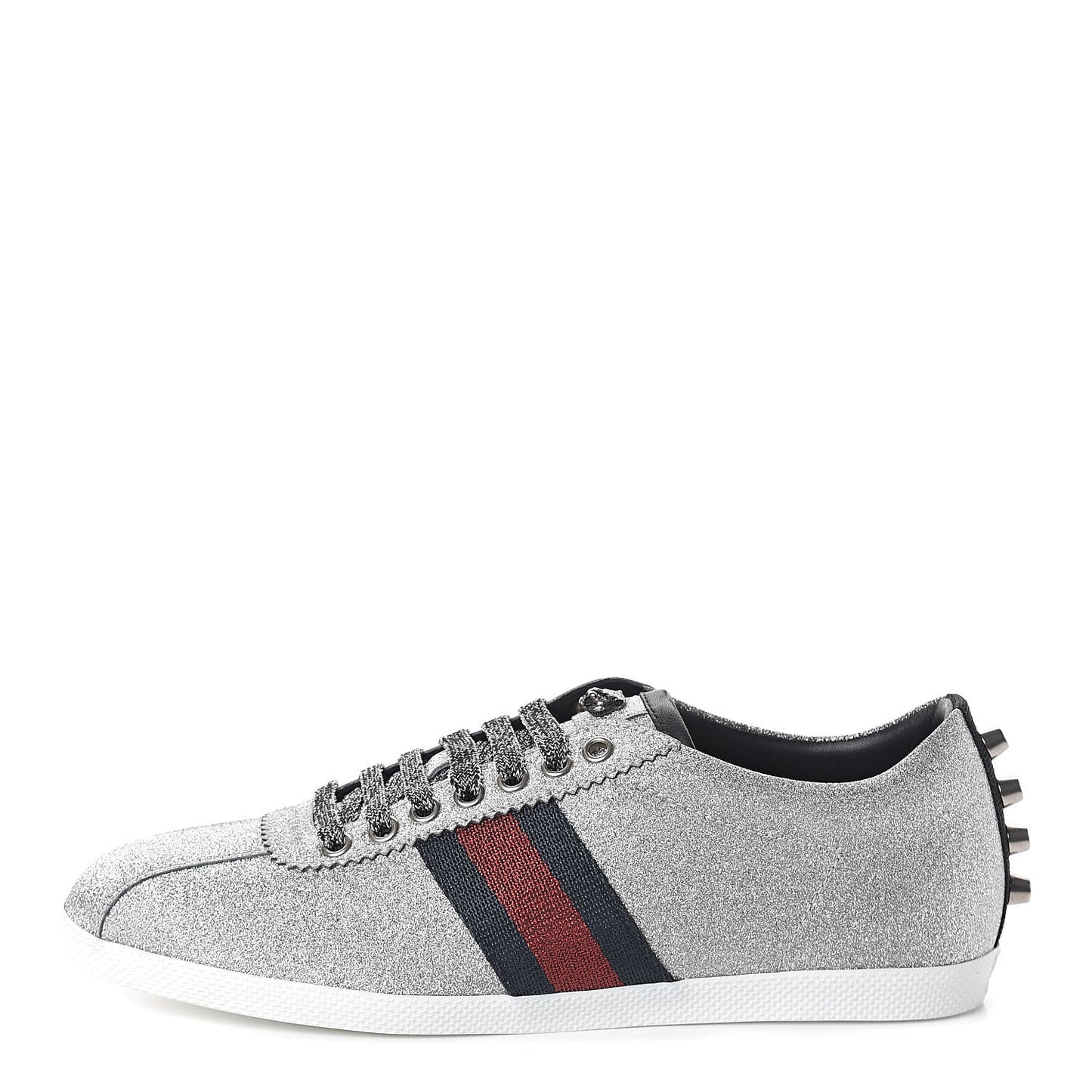 Glitter Fabric Studded Web Sneakers 39 Silver
