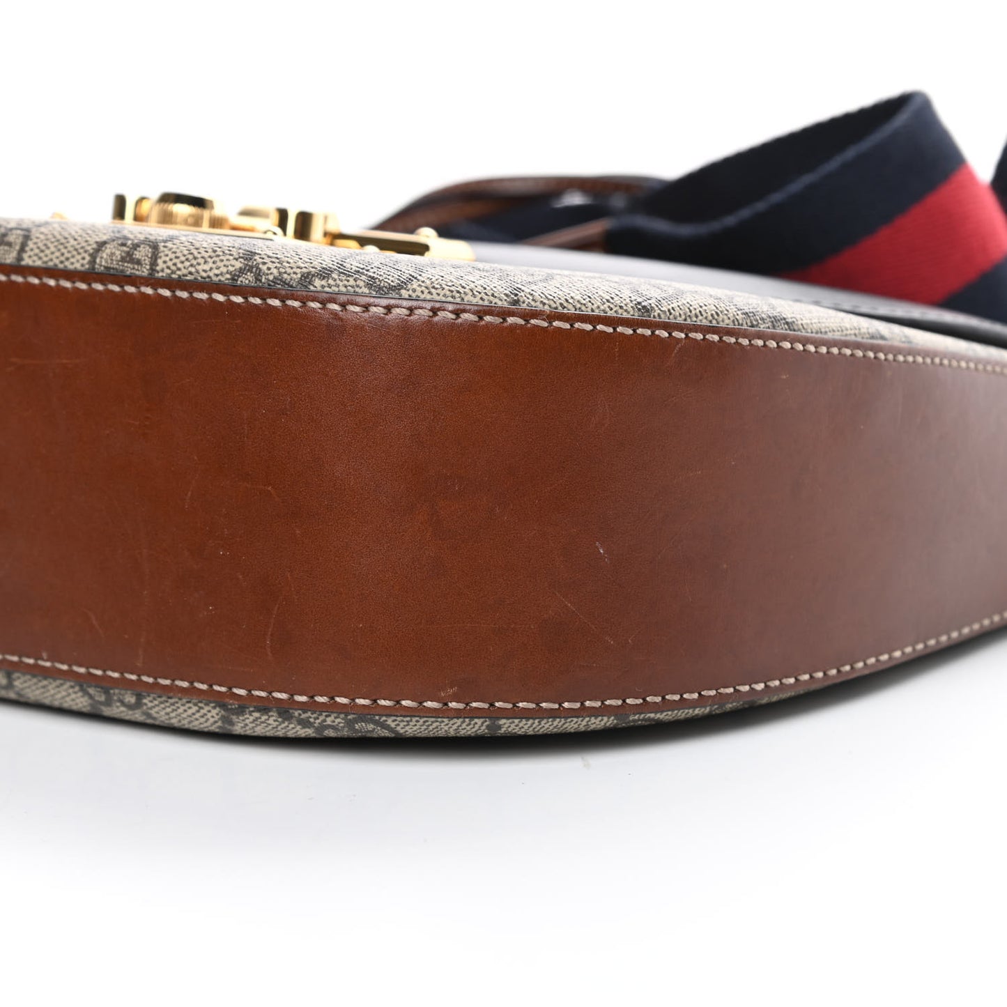 GG Supreme Monogram Web Medium Padlock Messenger Shoulder Bag Black