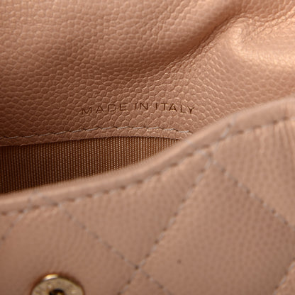 Chanel Iridescent Caviar Quilted Coin Purse With Chain Beige 7 of 9