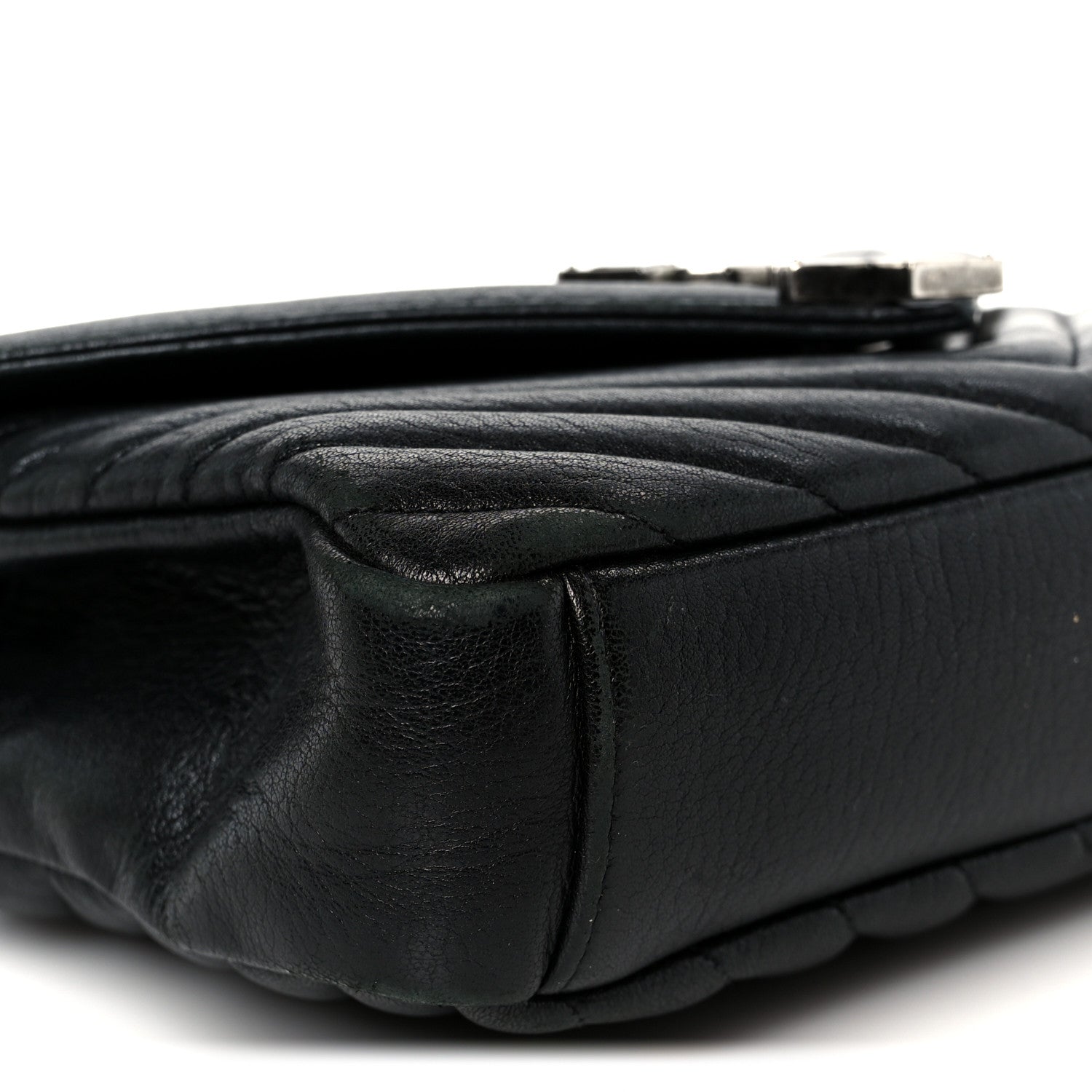 Saint Laurent Sheepskin Matelasse Chevron Monogram Medium College Bag Black 10 of 11
