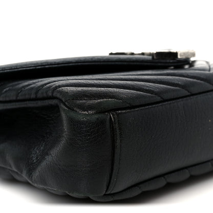 Saint Laurent Sheepskin Matelasse Chevron Monogram Medium College Bag Black 10 of 11