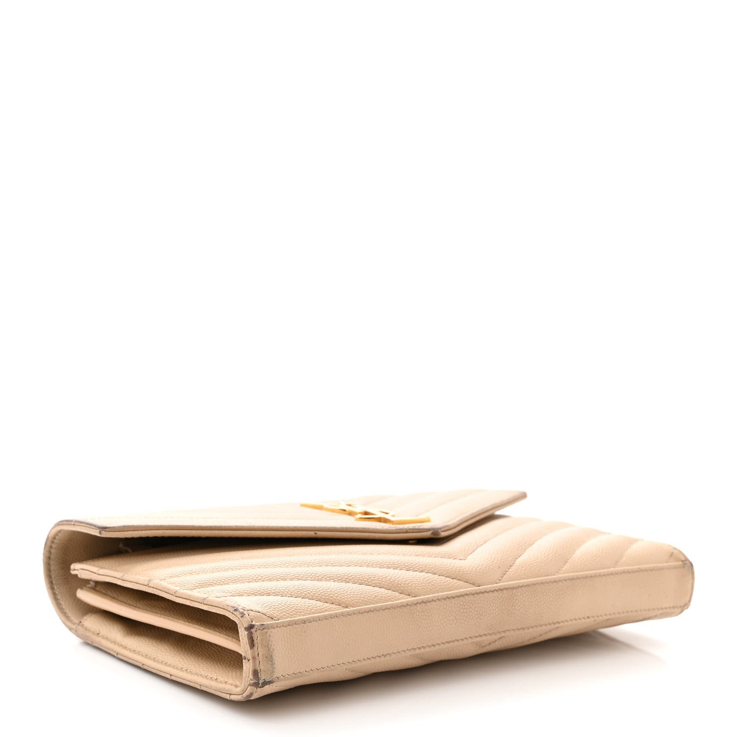 Grain De Poudre Matelasse Chevron Monogram Chain Wallet Dark Beige