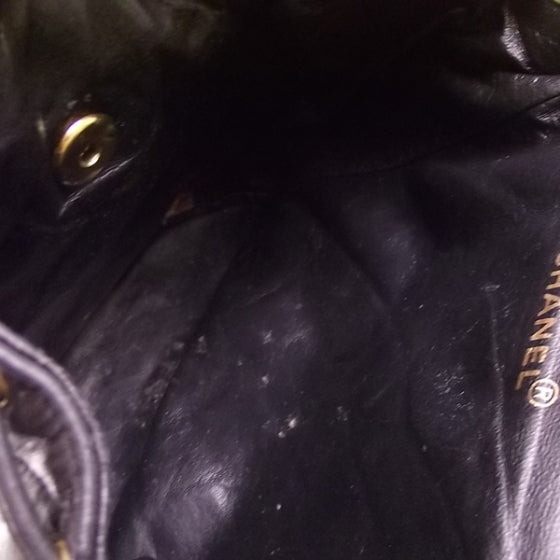 Lambskin Drawstring Backpack Black