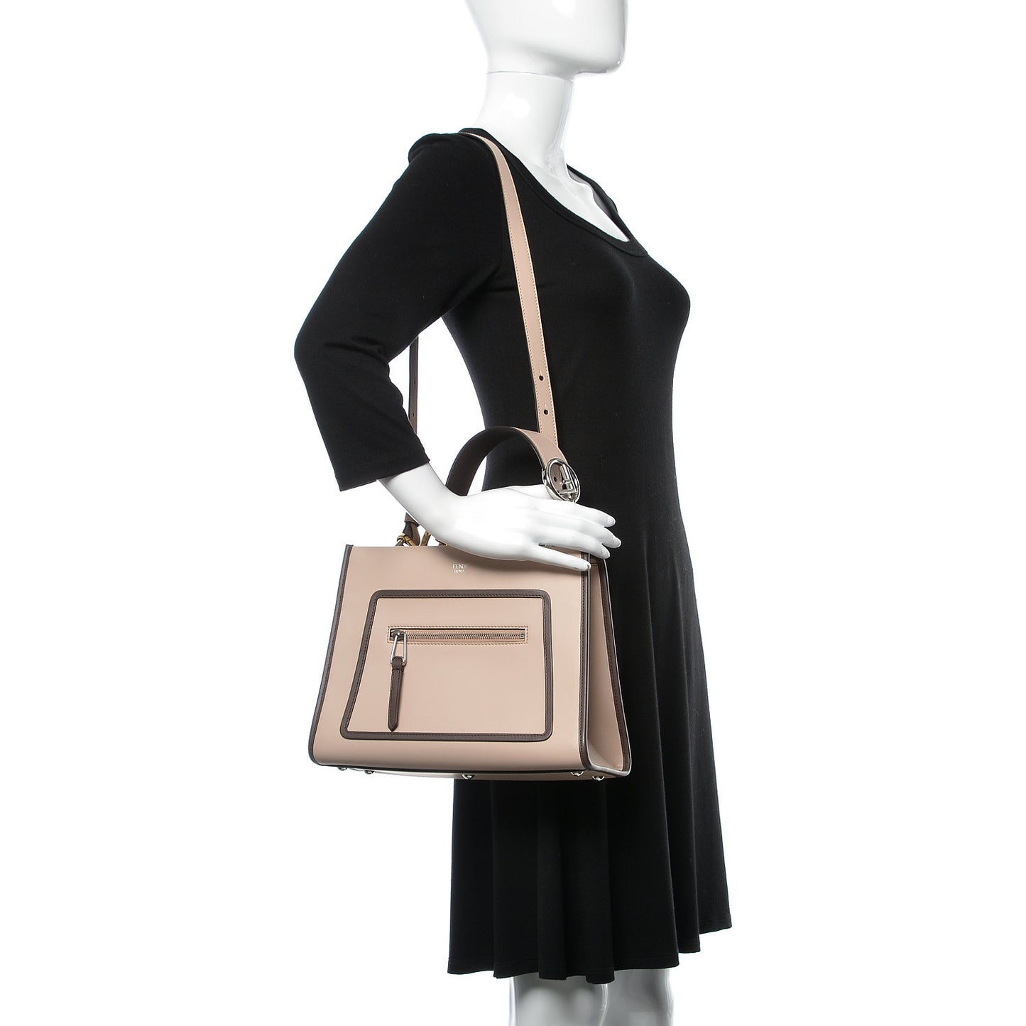 Vitello Century Opaco F is Fendi Bi-Color Small Runaway Satchel Soap Moresco