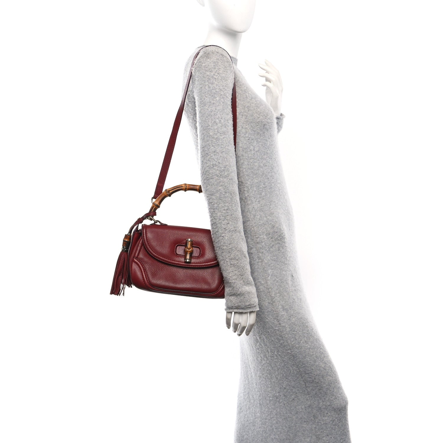 Gucci Calfskin Medium New Bamboo Top Handle Bag Red 2 of 10