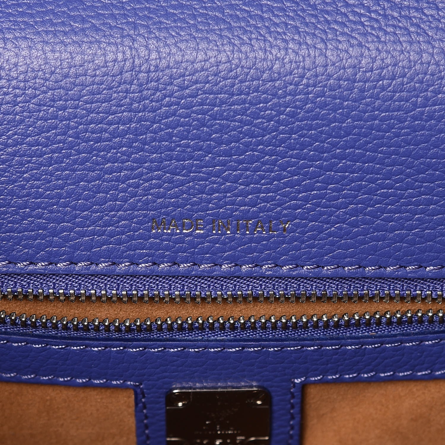MCM Calfskin Studded Patricia Crossbody Bag Blue 7 of 10