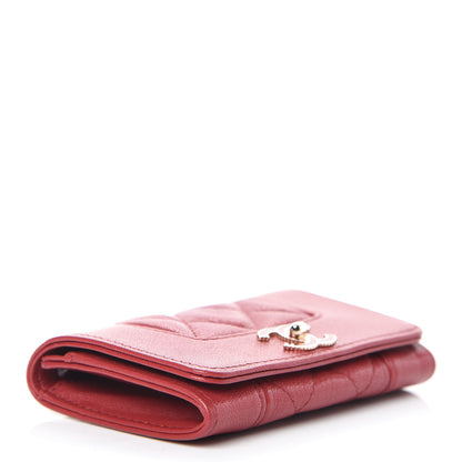 Chanel Sheepskin Quilted Vintage Mademoiselle Card Holder Red 4 of 9