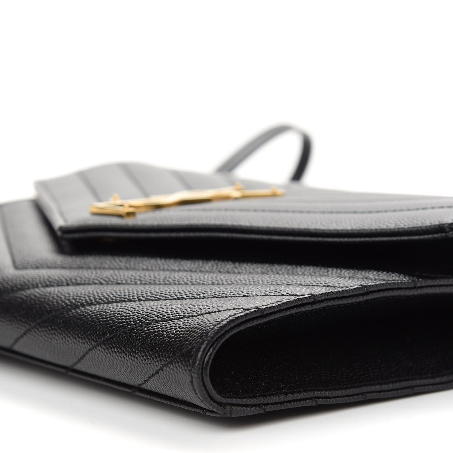 Grain De Poudre Matelasse Chevron Monogram Envelope Clutch Black