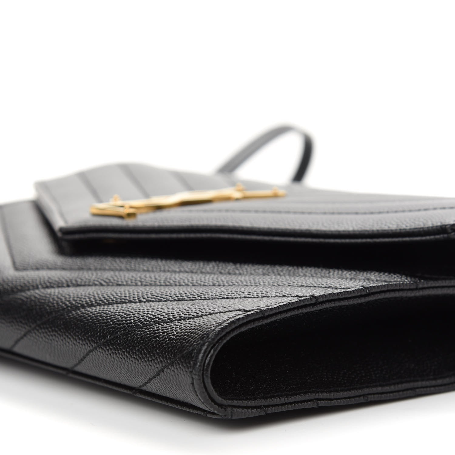 Saint Laurent Grain De Poudre Matelasse Chevron Monogram Envelope Clutch Black 9 of 9