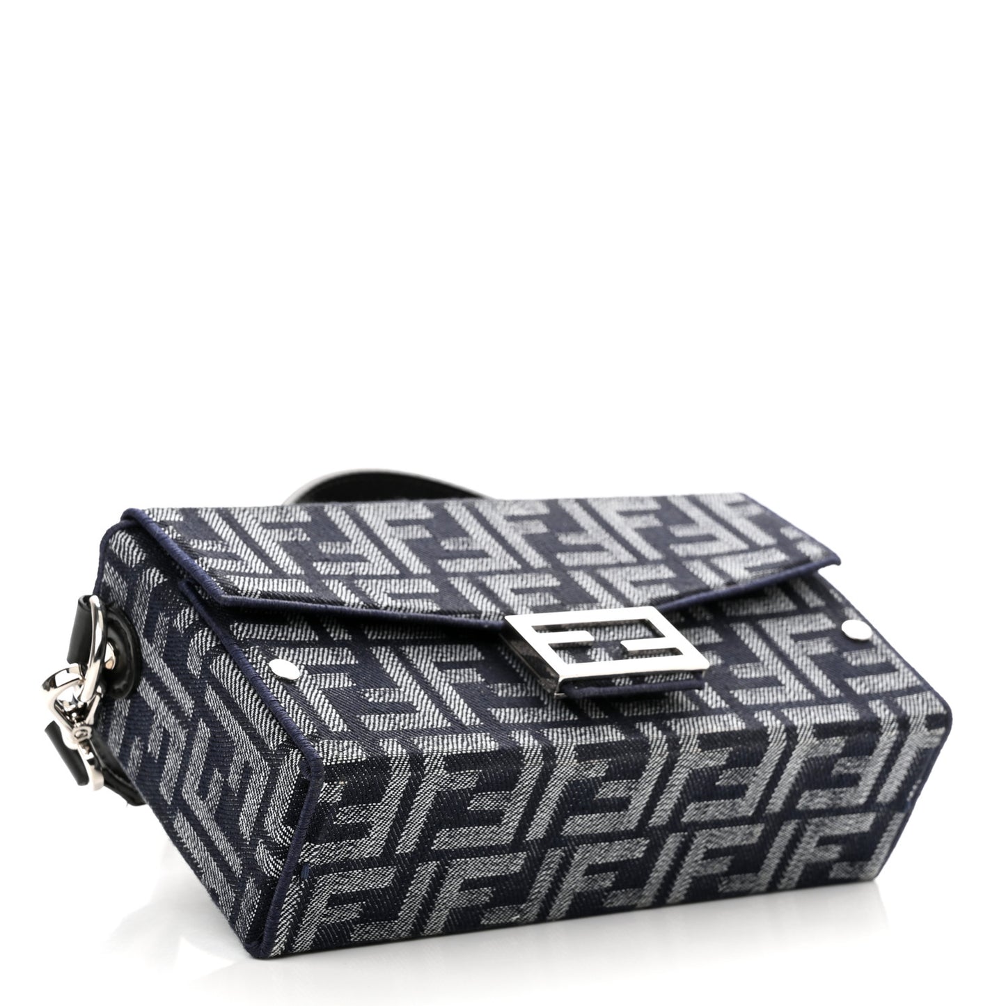 Fabric Jacquard Reactive Jean Denim Vitello Cover FF Baguette Soft Trunk Blue Black