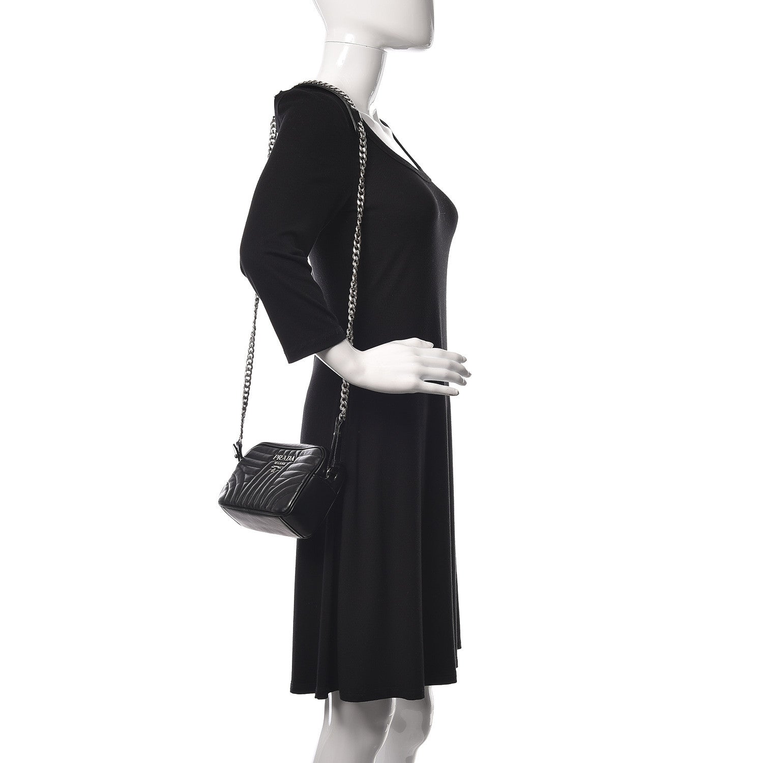 Prada Soft Calfskin Diagramme Crossbody Bag Black 2 of 9
