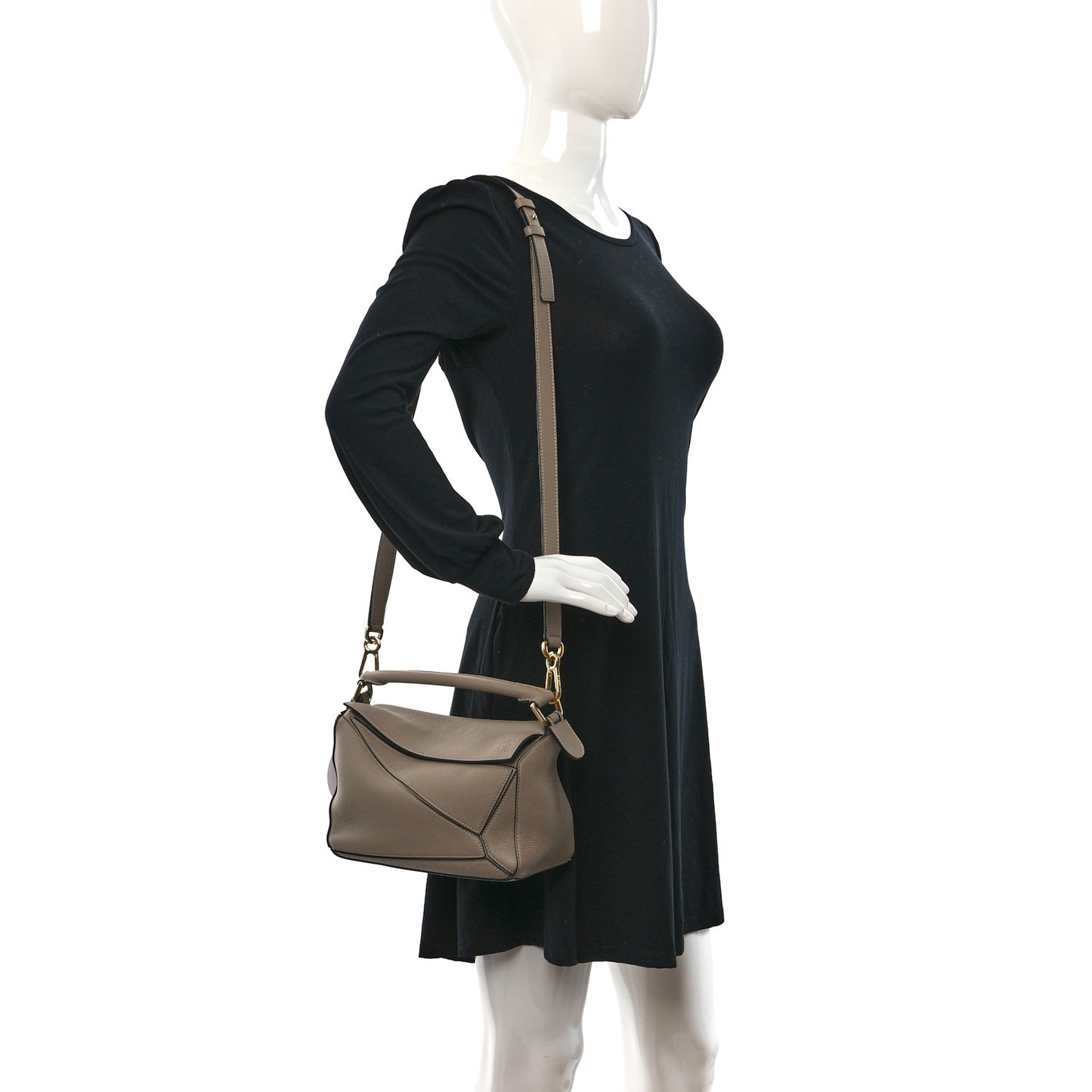 Grained Calfskin Small Puzzle Bag Sand