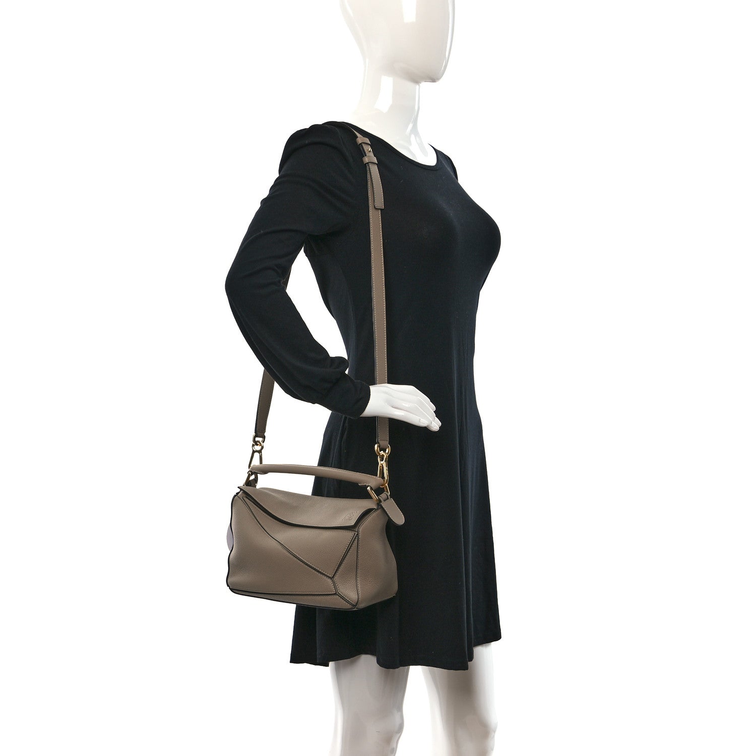 Loewe Grained Calfskin Small Puzzle Bag Sand 2 of 8