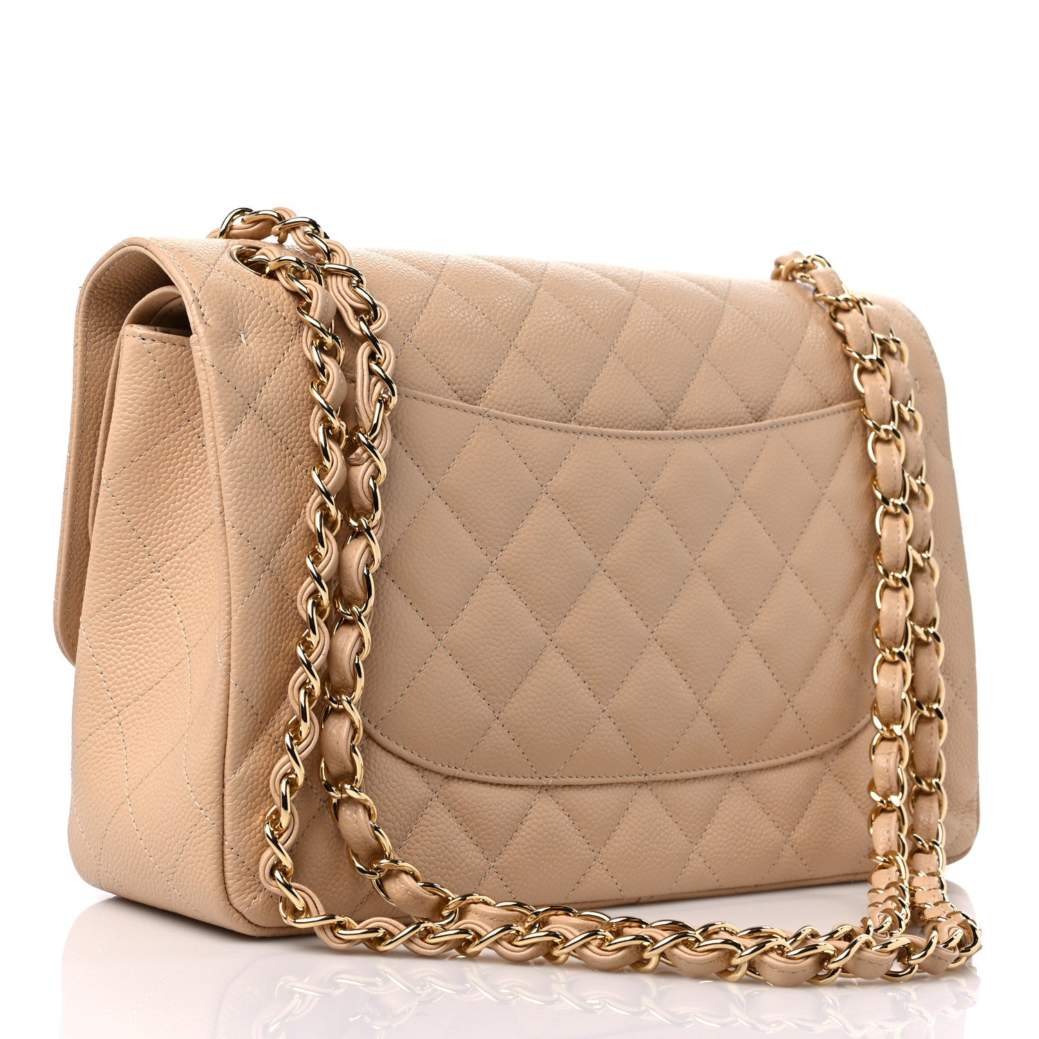 Chanel Caviar Quilted Jumbo Double Flap Light Beige 3 of 9