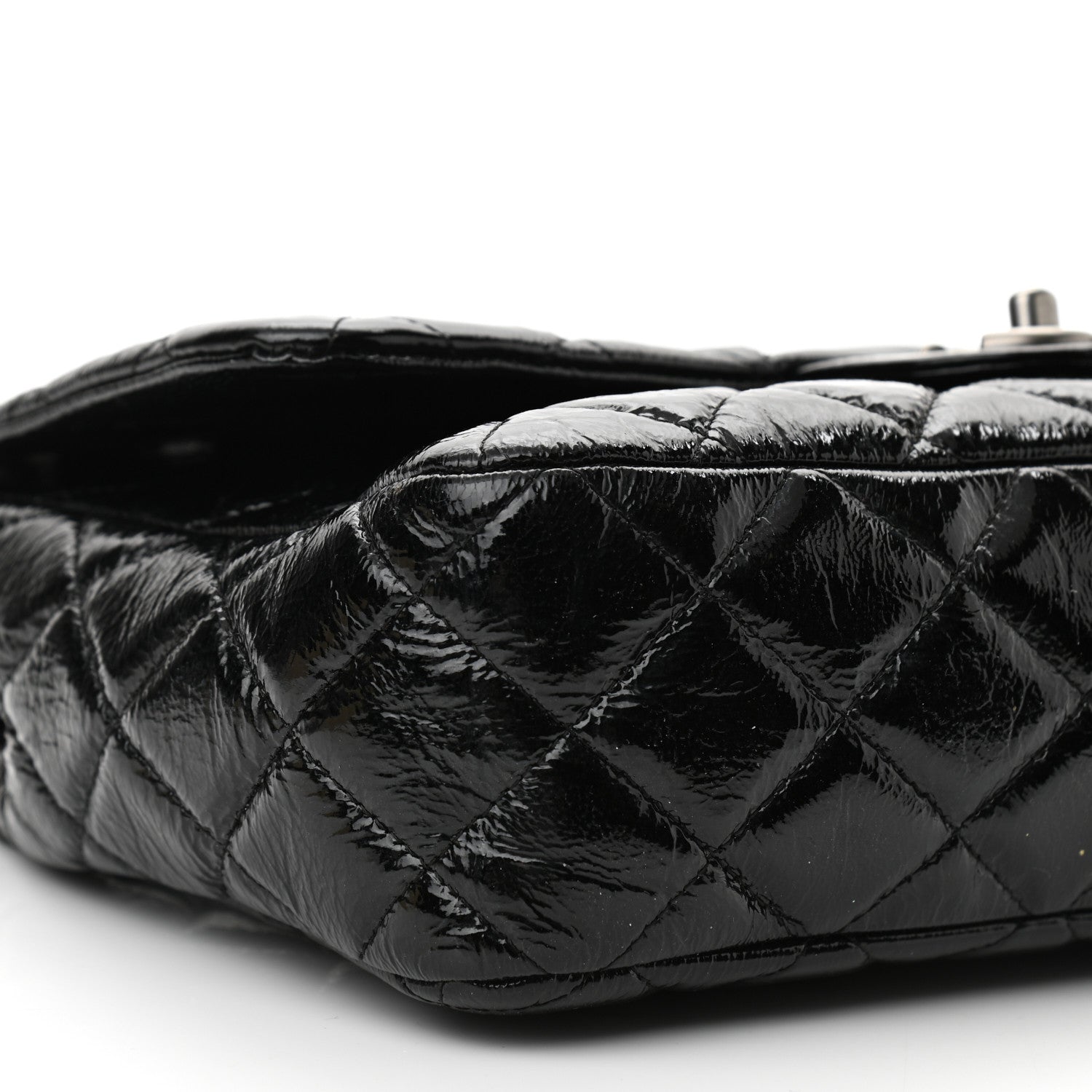 Chanel Crinkled Patent Quilted Jumbo Single Flap Black 9 of 10