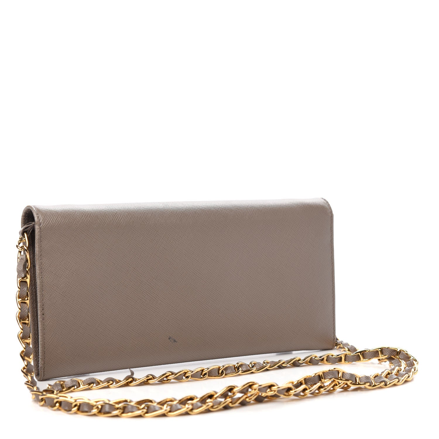Prada Saffiano Metal Oro Chain Wallet Argilla 3 of 13