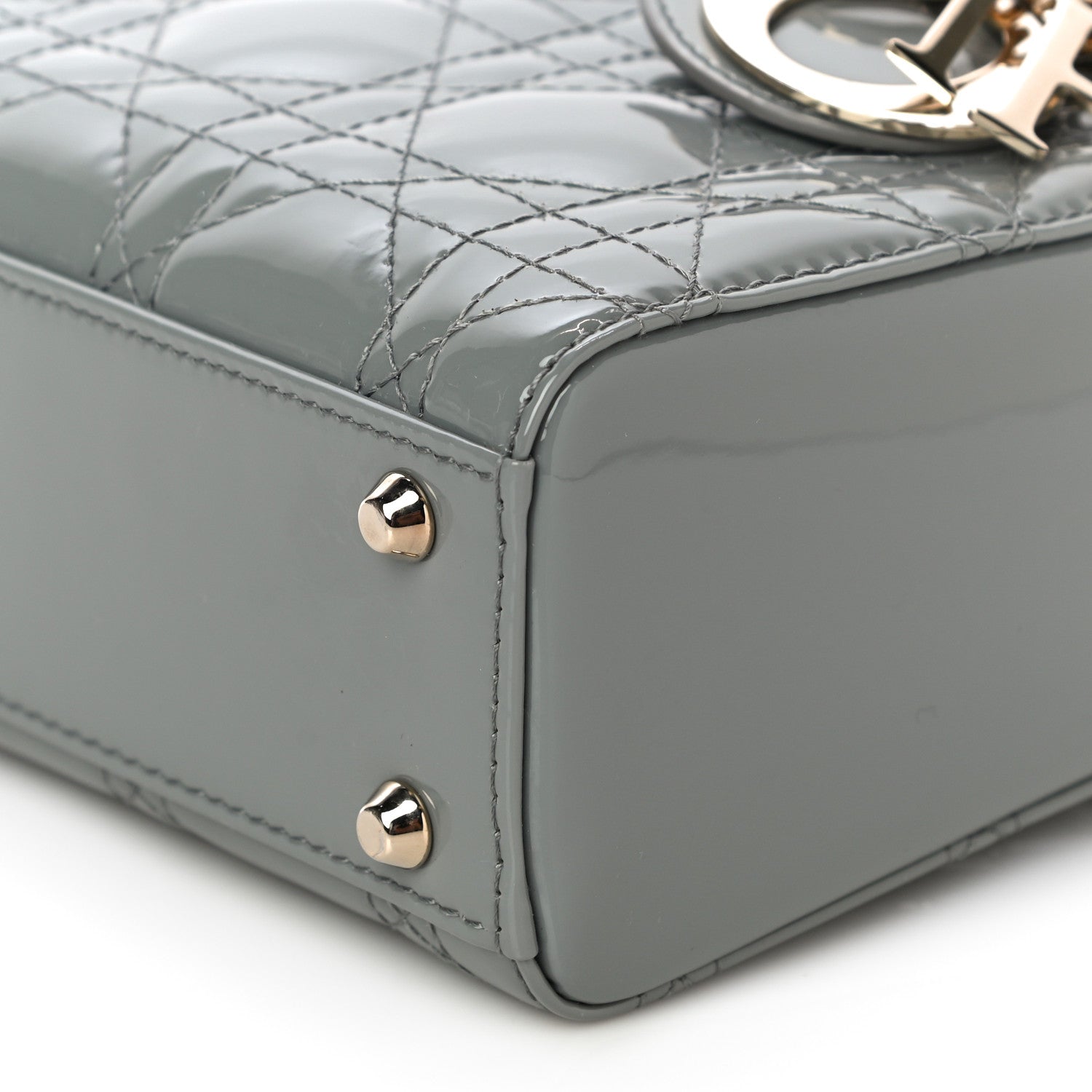 Christian Dior Patent Cannage Mini Lady Dior Grey Stone 10 of 11