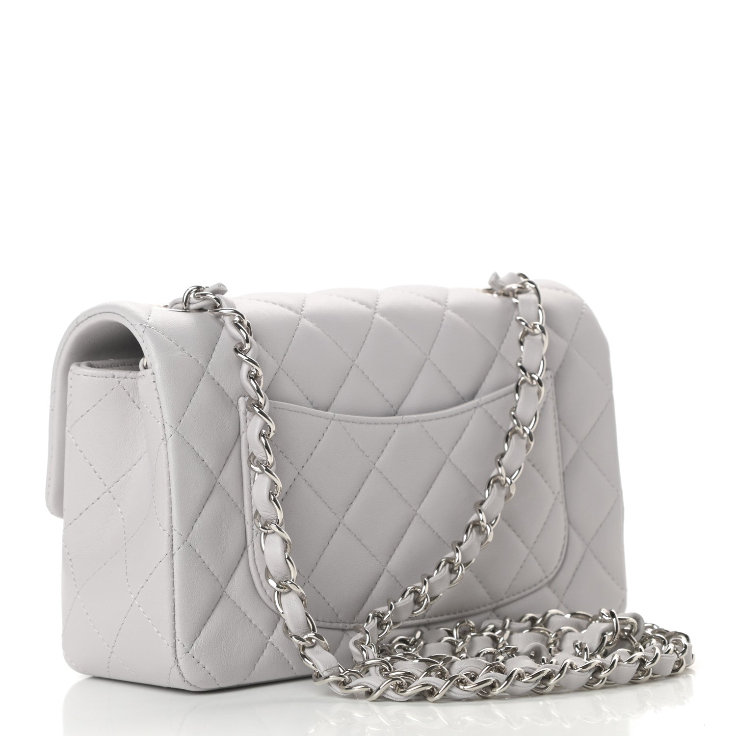 Chanel Lambskin Quilted Mini Rectangular Flap Grey 3 of 11