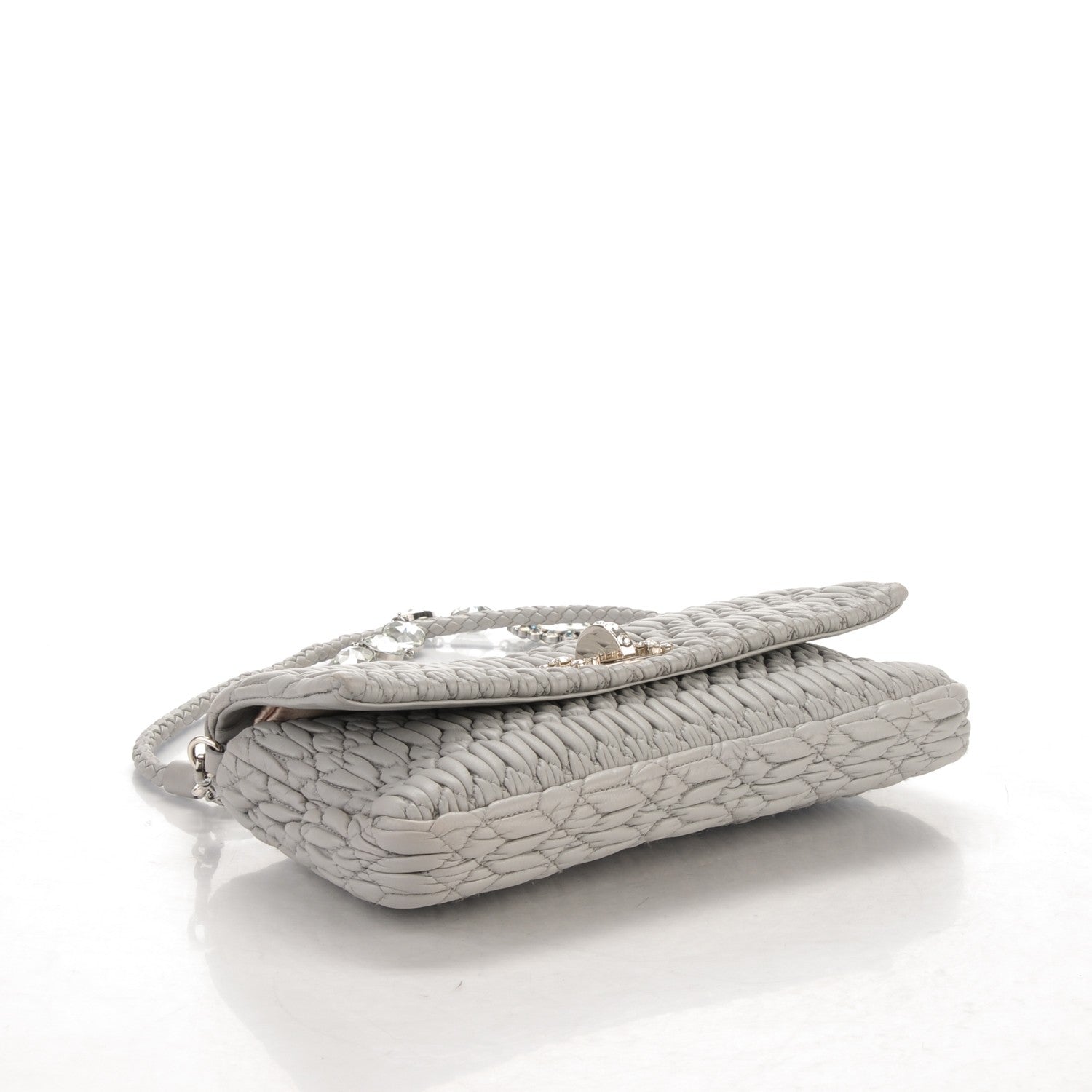 Miu Miu Matelasse Nappa Swarovski Crystal Shoulder Bag Grey 4 of 7